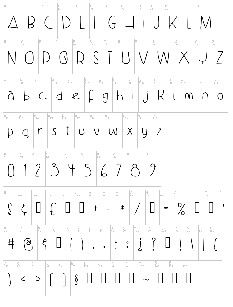 Dance With Me Tata font map
